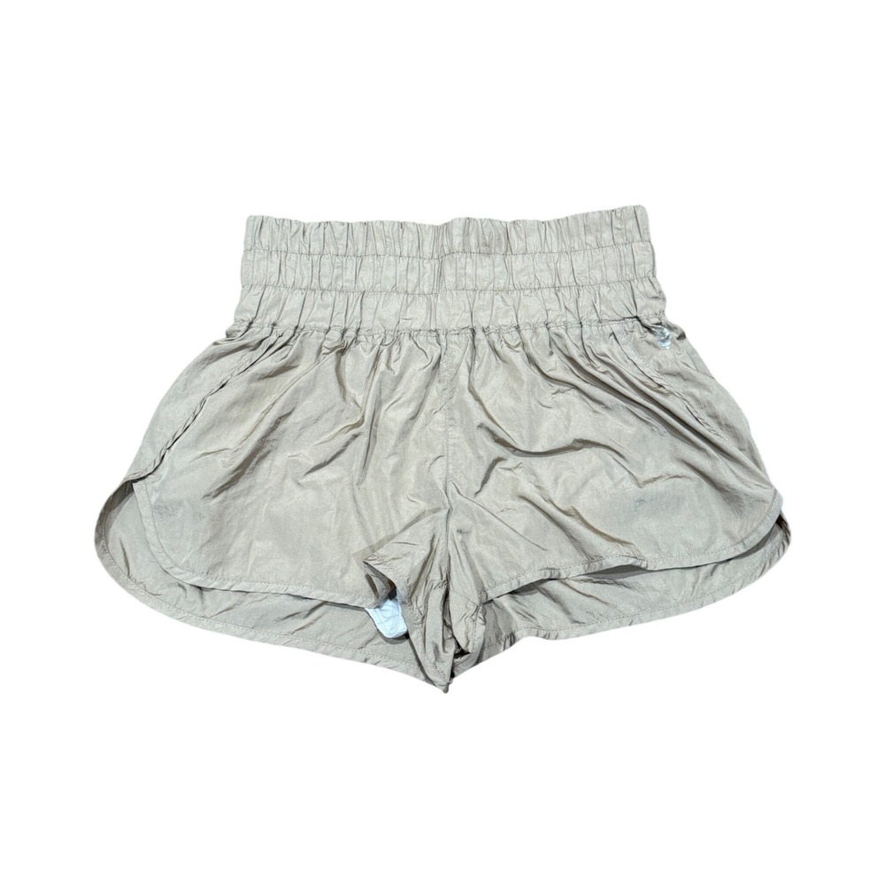 Free People FP Movement The Way Home Shorts Tan High Waist M Medium Smocked